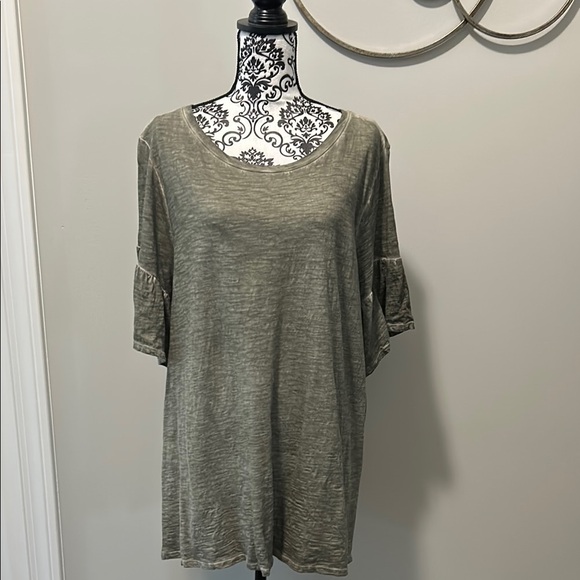 Lane Bryant Olive Green Flutter Sleeve Tunic Length T-shirt - Picture 1 of 9